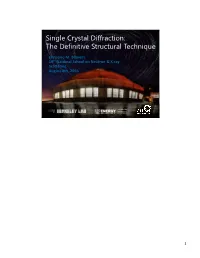 Single Crystal Diffraction