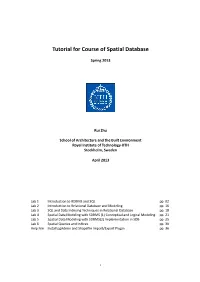 Tutorial for Course of Spatial Database