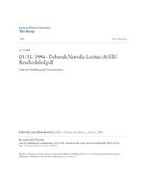 03/11/1994 - Deborah Norville Lecture at EIU Rescheduled.Pdf University Marketing and Communications