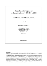 Annual Monitoring Report on the Cultivation of MON 810 in 2016