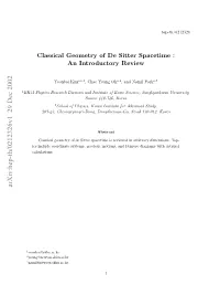 Classical Geometry of De Sitter Spacetime in Arbitrary Dimensions