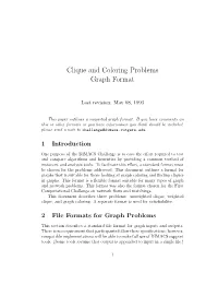 Clique and Coloring Problems Graph Format