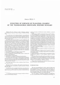 Evolution of Surfaces of Planation: Example of the Transdanubian Mountains, Western Hungary