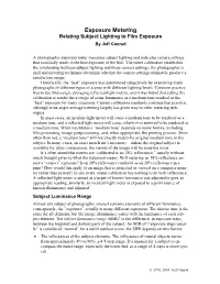 Exposure Metering and Zone System Calibration
