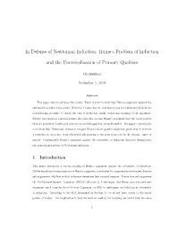 Hume's Problem of Induction and the Universalization Of
