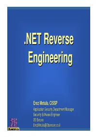 NET Reverse Engineering