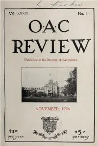 O. A. C. Review Volume 39 Issue 3, November 1926