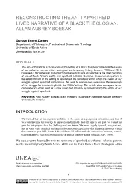 Reconstructing the Anti-Apartheid Lived Narrative of a Black Theologian, Allan Aubrey Boesak