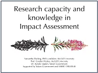 Research Capacity and Knowledge in Impact Assessment