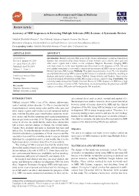 Review Article Accuracy of MRI Sequences in Detecting Multiple