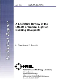 A Literature Review of the Effects of Natural Light on Building Occupants