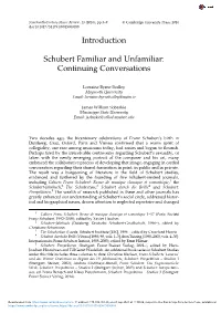 Introduction Schubert Familiar and Unfamiliar