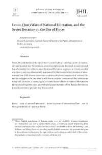Lenin, (Just) Wars of National Liberation, and the Soviet Doctrine on the Use of Force