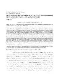 BIOGEOGRAPHIC RECONSTRUCTION of the GENUS FERULA INFERRED from ANALYSES of Nrdna and Cpdna SEQUENCES