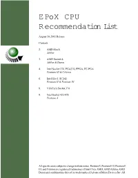 Cpu Support List