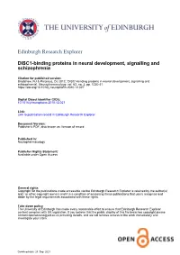 DISC1-Binding Proteins in Neural Development, Signalling and Schizophrenia
