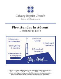 First Sunday in Adventaf December 2, 2018