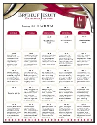 January 2020 LUNCH MENU