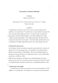 Large Games: Structural Robustness