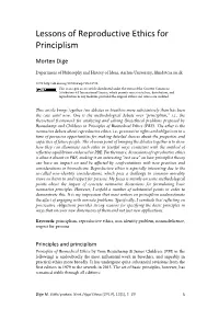 Lessons of Reproductive Ethics for Principlism