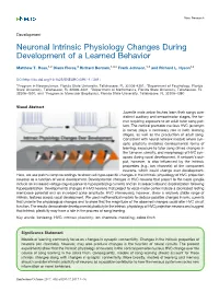 Neuronal Intrinsic Physiology Changes During Development of a Learned Behavior