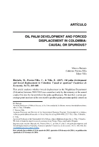 Oil Palm Development and Forced Displacement in Colombia: Causal Or Spurious?