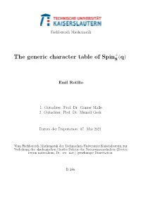 The Generic Character Table of Spin8 (Q)