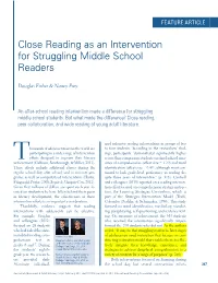 Close Reading As an Intervention for Struggling Middle School Readers