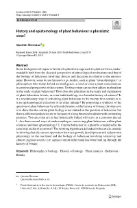 History and Epistemology of Plant Behaviour: a Pluralistic View?