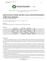 IDENTIFICATION of SHARK and RAY in LOCAL SEAFOOD RESTAURANTS in WEST JAVA, INDONESIA Rega Permana*, Aulia Andhikawati