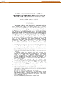 Marine Pollution Damage in Australia: Implementing the Bunker Oil Convention 2001 and the Supplementary Fund Protocol 2003