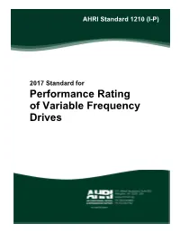 Performance Rating of Variable Frequency Drives