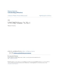 UWOMJ Volume 74, No. 1 Western University