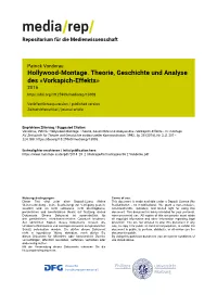 Hollywood-Montage. Theorie, Geschichte Und Analyse Des «Vorkapich-Effekts» 2016