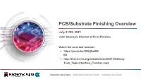 PCB Surface Finish Overview