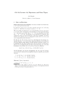 CS 173 Lecture 13: Bijections and Data Types