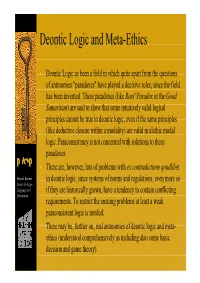 Deontic Logic and Meta-Ethics