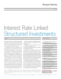 Interest Rate Linked Structured Investments