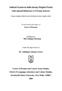 Judicial System in India During Mughal Period with Special Reference to Persian Sources