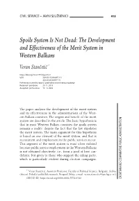 The Development and Effectiveness of the Merit System in Western Balkans