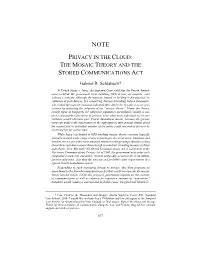 The Mosaic Theory and the Stored Communications Act