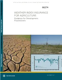 WEATHER INDEX INSURANCE for AGRICULTURE: Guidance for Development Practitioners