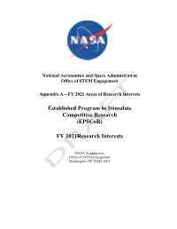 Epscor 2021 Research CAN Appendix A