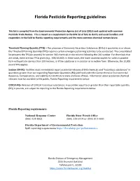 Florida Pesticide Reporting Guidelines