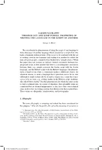 Garshunography: Terminology and Some Formal Properties of Writing One Language in the Script of Another
