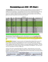 Shoresteinsays.Com 2019 - NFL Week 1