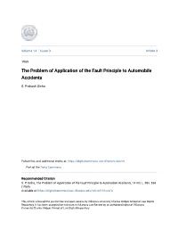 The Problem of Application of the Fault Principle to Automobile Accidents
