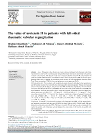 The Value of Urotensin II in Patients with Left-Sided Rheumatic Valvular Regurgitation
