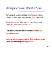 Thermodynamic Processes: the Limits of Possible