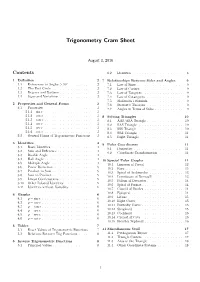 Trigonometry Cram Sheet